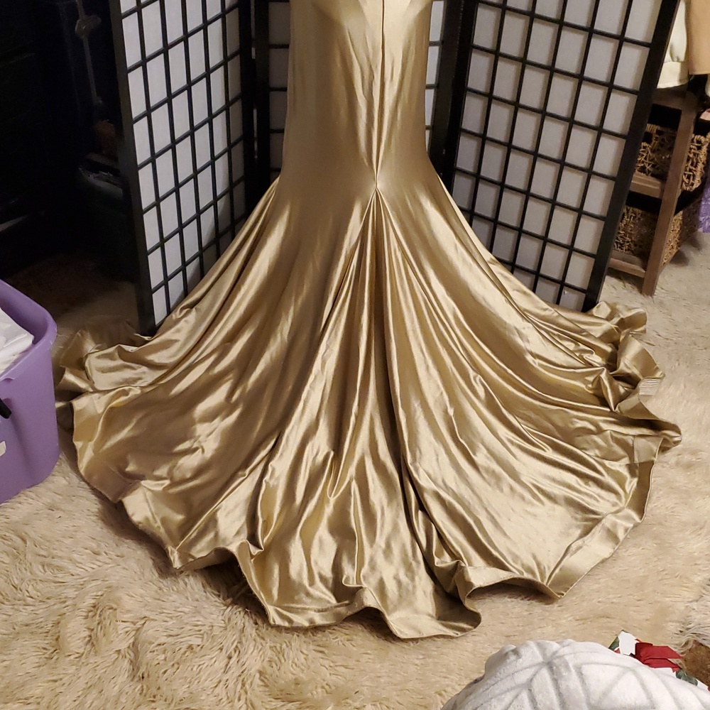 Ava Presley Style #35731, Brushed Gold Mermaid Gown With Cutout Back & Train - Picture 7 of 17